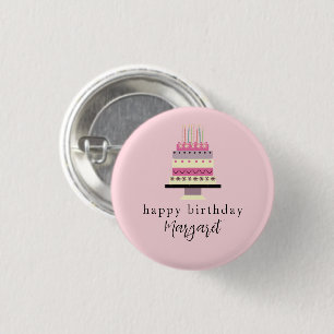 Schattigee traditionele verjaardagstaart Girly Pin Ronde Button 3,2 Cm