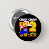 Schattigee Trein Kleurrijke 2e Verjaardag Choo Cho Ronde Button 5,7 Cm (Voorkant /achterkant)