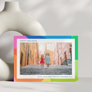 Schattigee Trendy Abstracte Regenboog Unieke Twee Feestdagenkaart