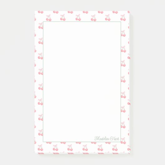 Schattigee trendy gepersonaliseerde kersen post-it® notes (Voorkant)
