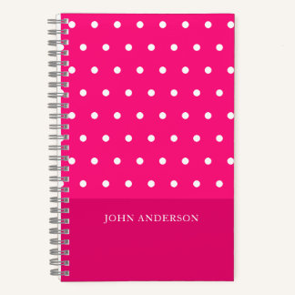 Schattigee trendy Girly Hot Pink Polka Dots Custom Notitieboek
