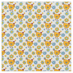 Schattigee trendy moderne kleurrijke kip en bloem stof