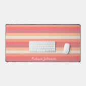 Schattigee trendy perzik roze strepen naam bureaumat (Keyboard & Muis)