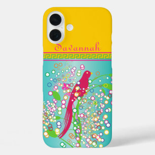 Schattigee Trendy Roze Zwaluw Vogelcirkel Burst Aq iPhone 16 Plus Hoesje