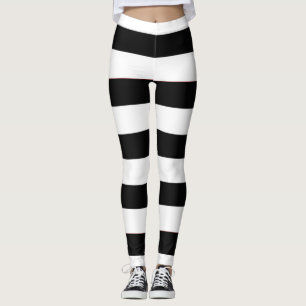 Schattigee trendy zwart-witte strepen dames leggings