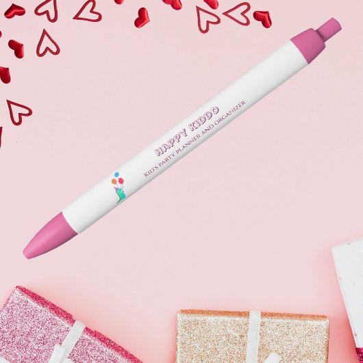 Schattigee Trex met Ballons Kind Party Organizer Zwarte Inkt Pen