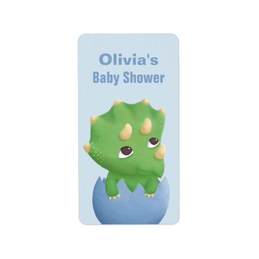 Schattigee Triceratops Dinosaur Baby shower Label (Voorkant)