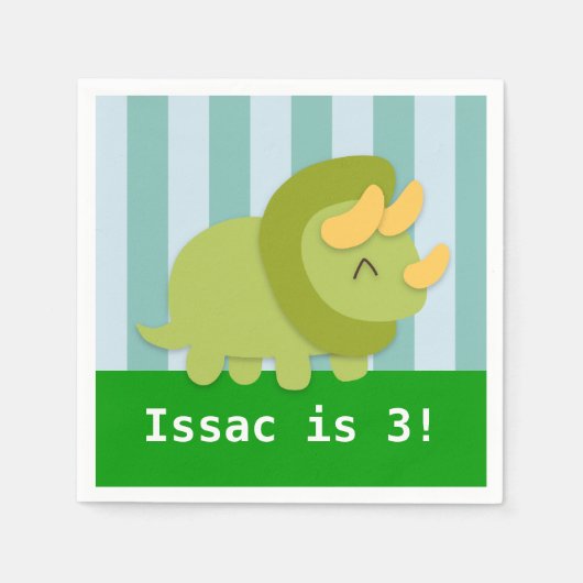 Schattigee Triceratops Dinosaur Verjaardagsfeest Servetten (Voorkant)