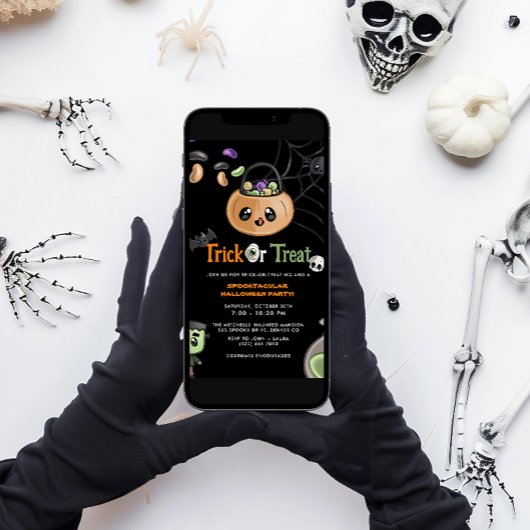 Schattigee Trick or treat Spooktacular Halloween P Kaart