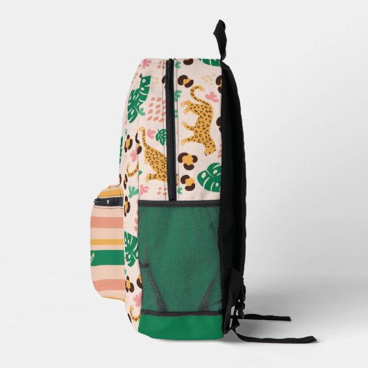 Schattigee Tropische Luipaarden Aangepaste Naam Bedrukte Rugzak (Rechts)