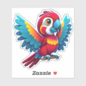 Schattigee Tropische Macaw Parrot Bird Cartoon Gra Sticker (Vel)