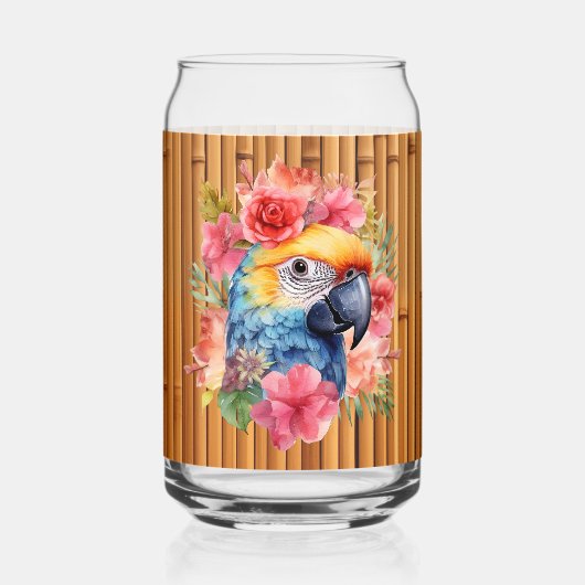 Schattigee Tropische papegaai strand party home ba Blikvorm Glas (Voorkant)