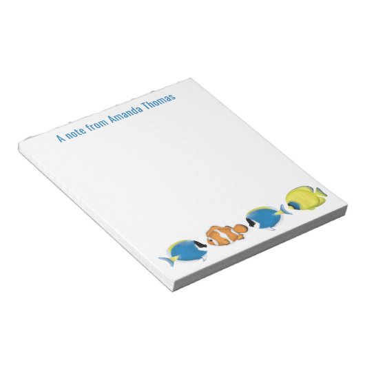 Schattigee tropische vis gepersonaliseerd notitieblok (Schuin)