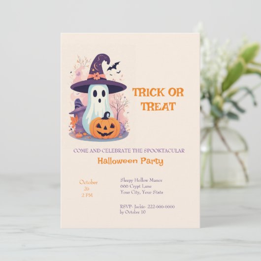 Schattigee truc behandelen kinder spook Halloween Kaart (Staand voorkant)