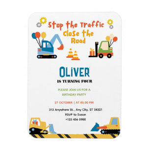 Schattigee Truck Construction Verjaardagsfeestuitn Magneet