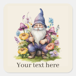 Schattigee Tuin gnoom tekst toevoegen Vierkante Sticker
