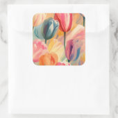 Schattigee tulp kunst schilderij vierkante sticker (Tas)