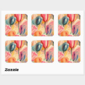 Schattigee tulp kunst schilderij vierkante sticker (Vel)