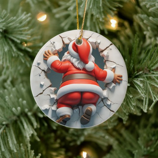 Schattigee Tumbling Kerstman Keramisch Ornament (Boom)