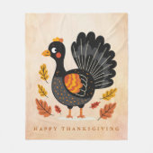 Schattigee Turkije Happy Thanksgiving Fleece Deken (Voorkant)