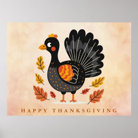 Schattigee Turkije Happy Thanksgiving Poster (Voorkant)