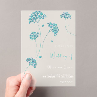 Schattigee turquoise bloemen bruiloft acryl uitnodigingen