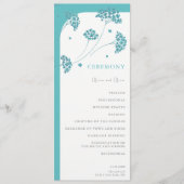 Schattigee turquoise bloemen bruiloft programma (Voorkant)