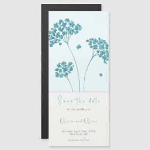 Schattigee turquoise bloemen opslaan de datum magn