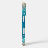 Schattigee turquoise gouden faux glitter monogram  Case-Mate iPhone case (Achterkant / Rechts)