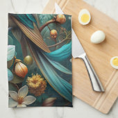 Schattigee turquoise vogel theedoek (Quarter Fold)