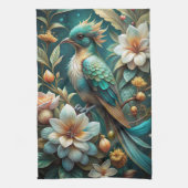 Schattigee turquoise vogel theedoek (Verticaal)