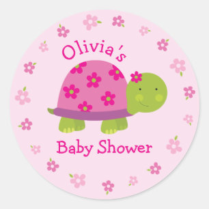 Schattigee Turtle Gepersonaliseerde Roze Sticker v