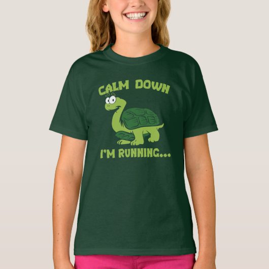 Schattigee Turtle Run Funny Gag T-shirt (Voorkant)
