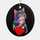 Schattigee Tuxedo Kat Valentijnsdag Hart Kat Liefh Keramisch Ornament (Links)