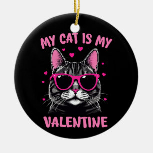 Schattigee Tuxedo Kat Valentijnsdag Hart Kat Liefh Keramisch Ornament