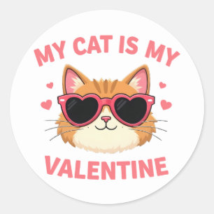 Schattigee Tuxedo Kat Valentijnsdag Hart Kat Liefh Ronde Sticker