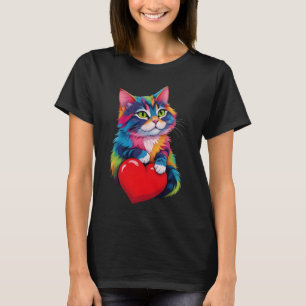 Schattigee Tuxedo Kat Valentijnsdag Hart Kat Liefh T-shirt