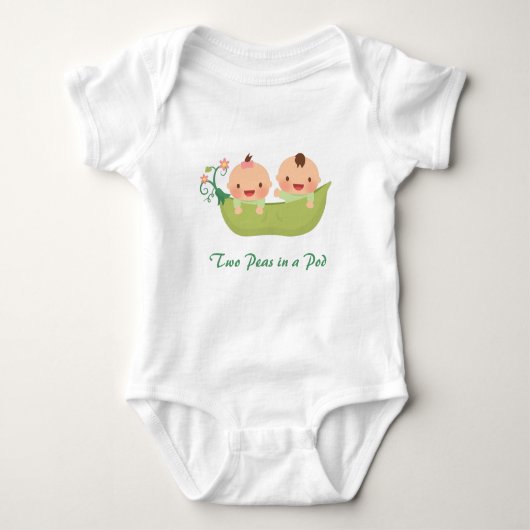 Schattigee twee erwten in een pod boy meisje tweel romper (Voorkant)