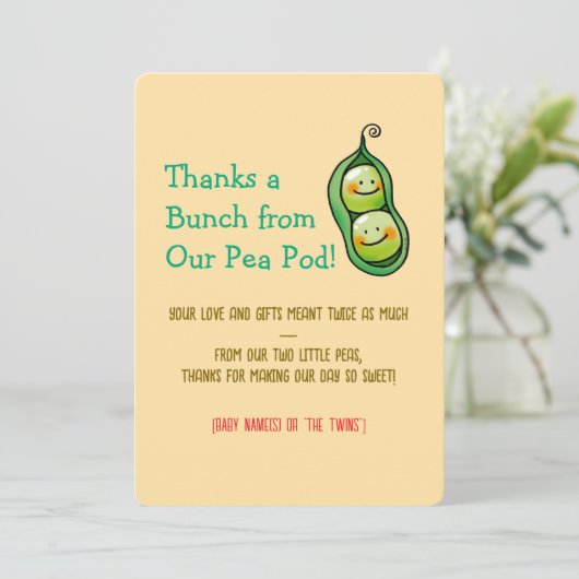Schattigee twee erwten tweeling Baby Bedankkaart (Staand voorkant)