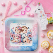 Schattigee tweeling | Jongen en meisje Papieren Bordje (Feest)