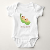 Schattigee tweeling twee erwten in een pod Baby T- Romper (Voorkant)