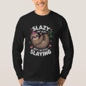 Schattigee Tween Girl Funny Animal Sloth Slay Meme T-shirt (Voorkant)