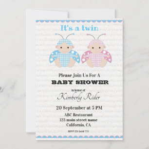 Schattigee Twin Baby Shower Uitnodigingen