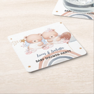 Schattigee Twin beer Star Ballon baby shower Party Vierkante Kartonnen Onderzetter