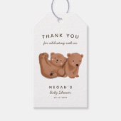 Schattigee Twin Beren Theme Baby shower Dank u Cadeaulabel (Voorkant)