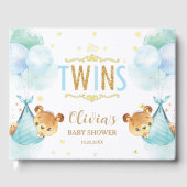 Schattigee Twin Boys Teddy Bears Twins Baby shower Gastenboek (Voorkant)