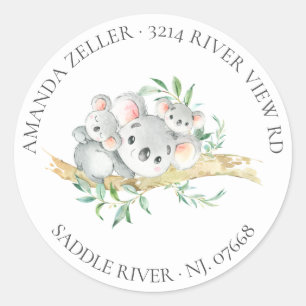 Schattigee Twin Koala Beer Baby shower Retour Ronde Sticker