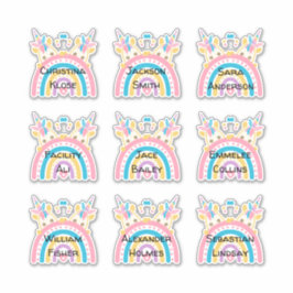 Schattigee Twin Unicorn Custom Meervoudige Naam St Sticker