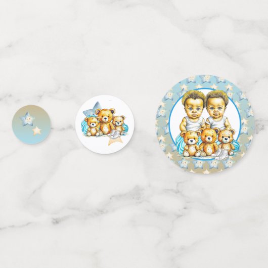 Schattigee Twins van kleur Baby Boys Baby shower T Confetti (Voorkanten)