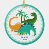 Schattigee Tyrannosaurus dinosaurus vakantie keeps Keramisch Ornament (Achterkant)